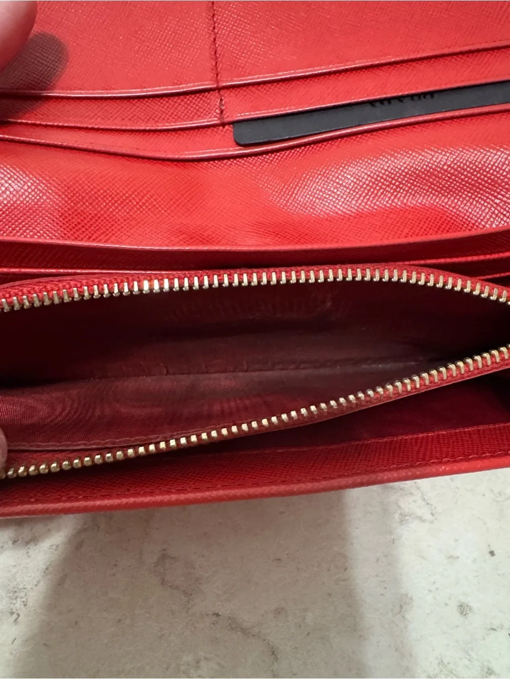 Prada Red Saffiano Leather Long Wallet with COA - Picture 7 of 8